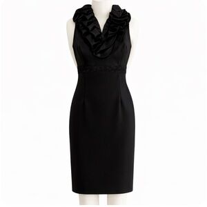 NWOT JS Collections Black Ruffled Midi Dress